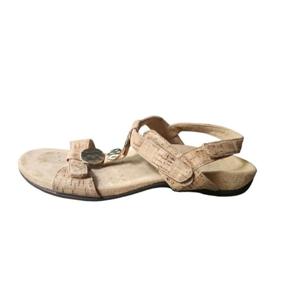 Vionic Ferra gold cork sandals goddess Greek comfort metallic woman size 10 - Picture 1 of 7